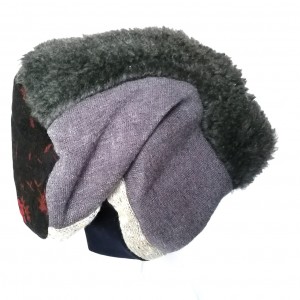 czapka damska miękka patchwork smerfetka ciepła handmade