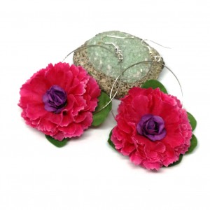 kolczyki kwiaty gerbery flamenco lekkie handmade
