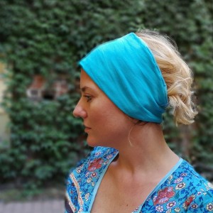 opaska dzianina ręcznie farbowana niebieska sport