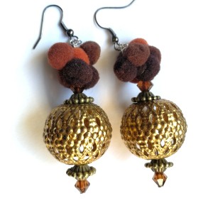 kolczyki wiszące boho etno handmade pompony orient