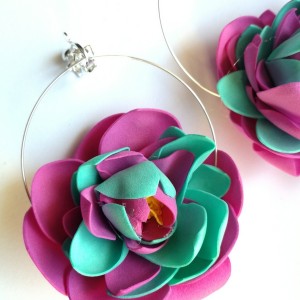 klipsy kwiaty lekkie duże boho handmade folk