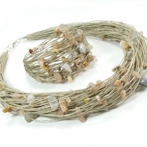 VJERA, komplet lniany z minerałami