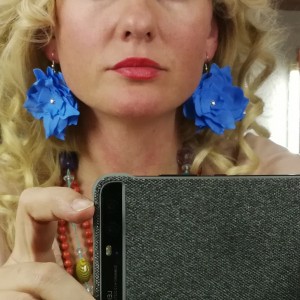 kolczyki niebieskie kwiatowe handmade folk lekkie