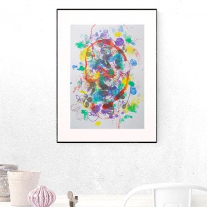 kolorowa grafika do domu, abstrakcja malowana ręcznie, nowoczesny rysunek na ścianę