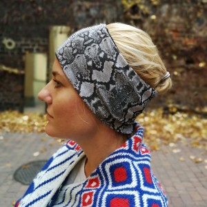 opaska dzianinowa damska motyw skóra weża  sportowa