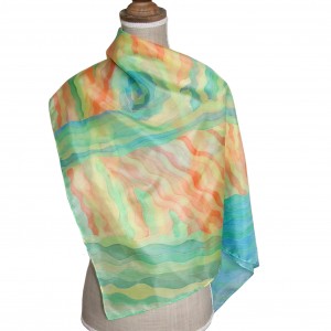 Jedwabna chusta ręcznie malowana Letni pejzaż