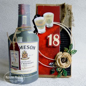 Męska kartka na osiemnastkę z pudełkiem, irish whiskey