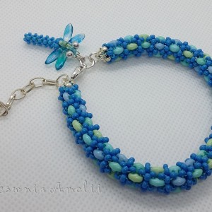 Duo z ważką bransoletka ręcznie wypleciona