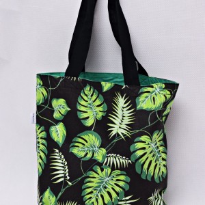 Torba na zakupy, torba shopperka, torba szoperka, eko siatka na zakupy liście monstera zielone