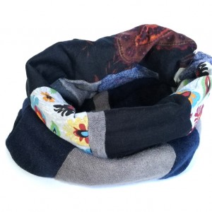 komin patchworkowy zimowy boho handmade kolorowy ciepły