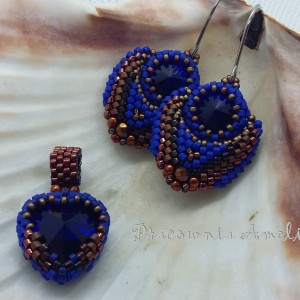 Wachlarze Rivoli cobalt kolczyki zawieszka serce