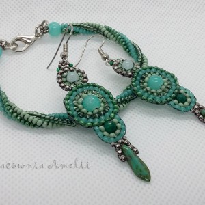 Groszek z miętą komplet handmade jadeit