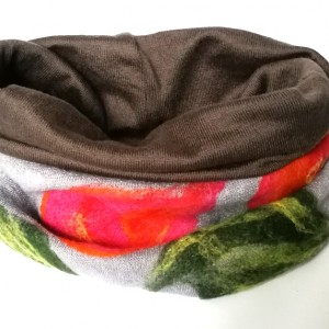 komin z dzianiny swetrowej filcowany wełną merynosów zimowy ciepły