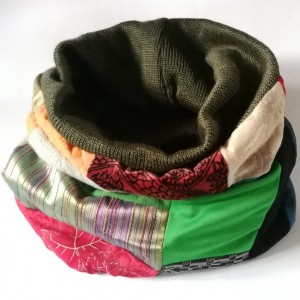 komin patchworkowy zimowy boho handmade kolorowy ciepły