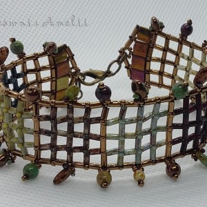 Kratka z frędzlami bransoletka handmade beading