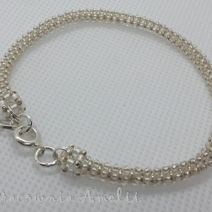 Delikatna srebrna bransoletka handmade beading