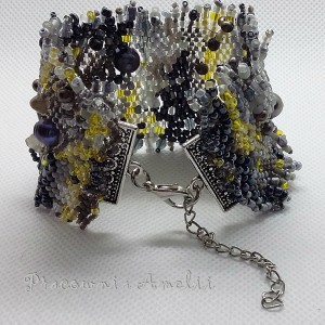 freeform perły słodkowodne szarości z cytrynką beading