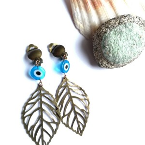 klipsy liście oko proroka etno handmade folk boho