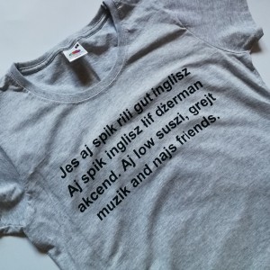 T shirt damski szary bawełniany z nadrukiem