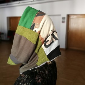 komin patchworkowy zimowy boho handmade kolorowy ciepły