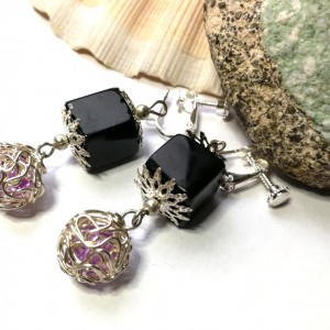 klipsy małe czarne lekkie handmade