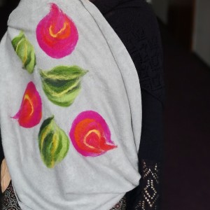 szary filcowany wełniany miły i ciepły komin handmade