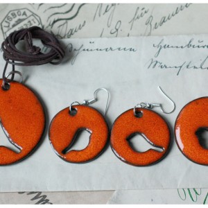 Zestaw biżuterii z ażurowym ptakiem