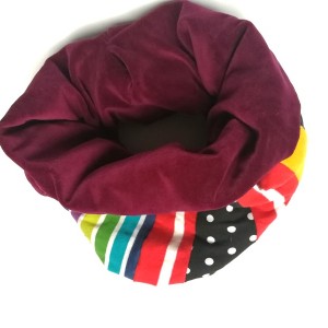 komin kolorowy ciepły patchworkowy boho etno zwariowany handmade grochy kropki