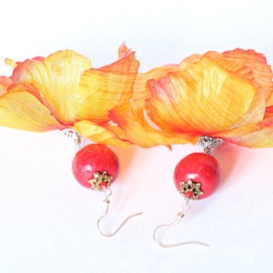 kolczyki kwiatowe wiszące etniczne