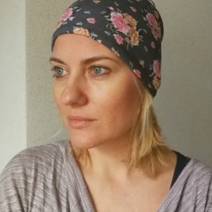 opaska damska kwiatowa ciepła na podszewce