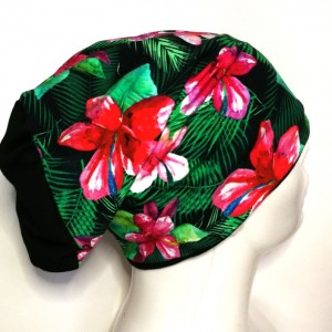 czapka damska kwiatowa sportowa dzianina rekonwalescencja handmade