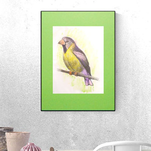 retro plakat A3, retro grafika na ścianę, 30x40 plakat z ptakiem, ptaszek plakat do domu, vintage plakat na ścianę, plakat z ptaszkiem