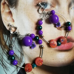 klipsy koła duże kolorowe handmade