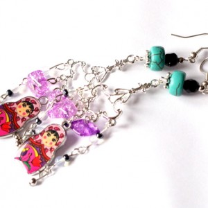 kolczyki długie z matrioszką