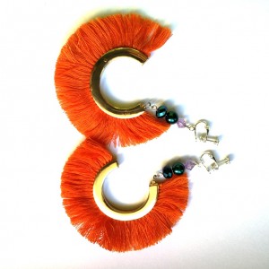 klipsy etno boho pomarańcz energetyczne pompony