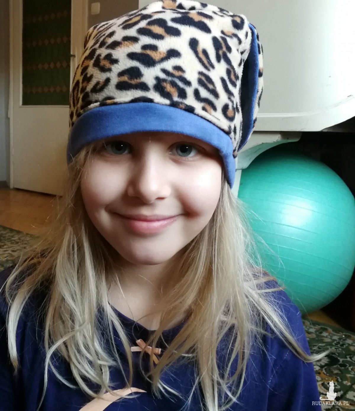 czapka panterka z uszami dla dziewczynki