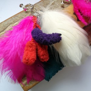 klipsy folkowe lekkie boho etno pióra