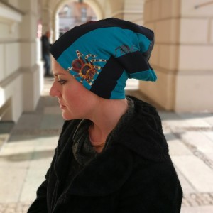 czapka damska wiosenna uniwersalna patchworkowa