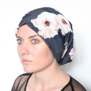 czapka dzianinowa dresowa w kwiaty