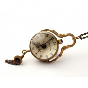 DROBINA CZASU GOLDEN - zegarek wisiorek na łańcuszku