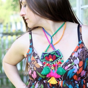 naszyjnik handmade etniczny sznurkowy