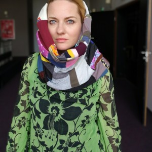 komin wiosenny szyty patchworkowo podwójny handmade