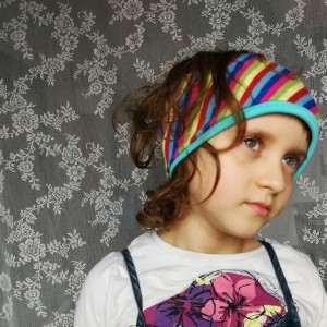 opaska wiosenna w paski dla dziewczynki handmade