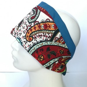 opaska damska wiosenna szeroka w kwiaty boho handmade sportowa