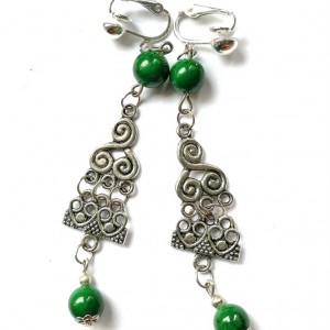 klipsy etno boho lekkie zielone handmade