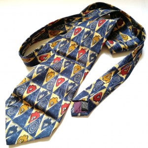 krawat vintage jedwabny w kolorze niebieskim firma marks & spencer