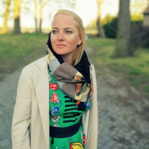 kolorowy komin szyty patchworkowo dobry na rower