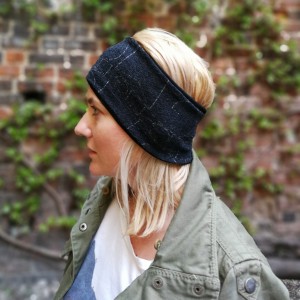 opaska damska ażurowy grafit ze srebrnym motywem na czarnej dzianinowej podszewce