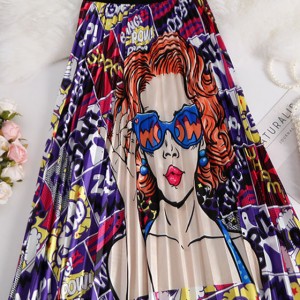 plisowana spódnica rozmiar M motyw kobieta z rudymi włosami