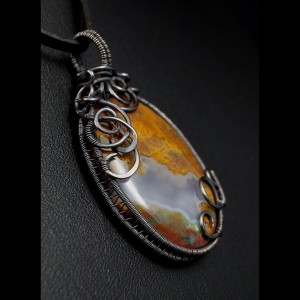 Agat, Wisior miedziany z agatem, ręcznie wykonany, prezent dla niej, prezent dla mamy prezent urodzinowy biżuteria autorska